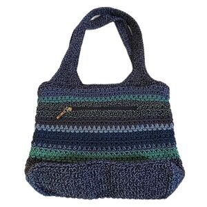 The Sak Crochet Hobo Bag Purse Nautical Beach Coastal Boho Handbag Blue/Green